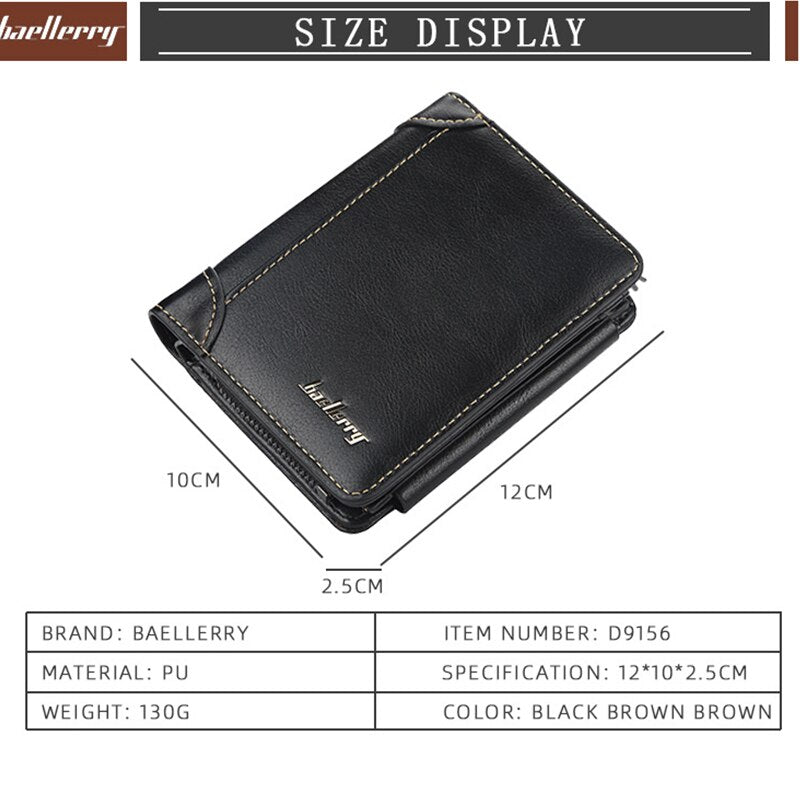 New Leather Men Wallets High Quality Zipper Short Desigh Card Holder Male Purse Fashionable Multi-card Slot 3 Fold Coin Purse