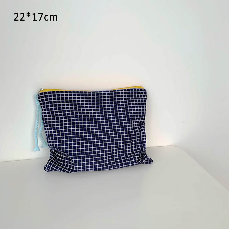 Women Plaid Makeup Bag Fashion Cotton Zipper Pouch Multipurpose for Women Travel Bath Cosmetic Bags Organizer Toiletry Wash Bag