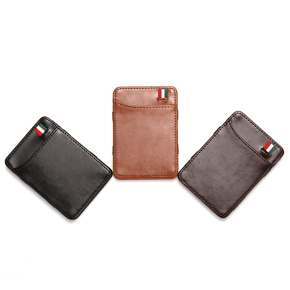 CUIKCA Magic Wallet Thread Unisex Wallet Purse Magic Money Clip Elastic Band Slim Leather Wallet Business ID Credit Card Case