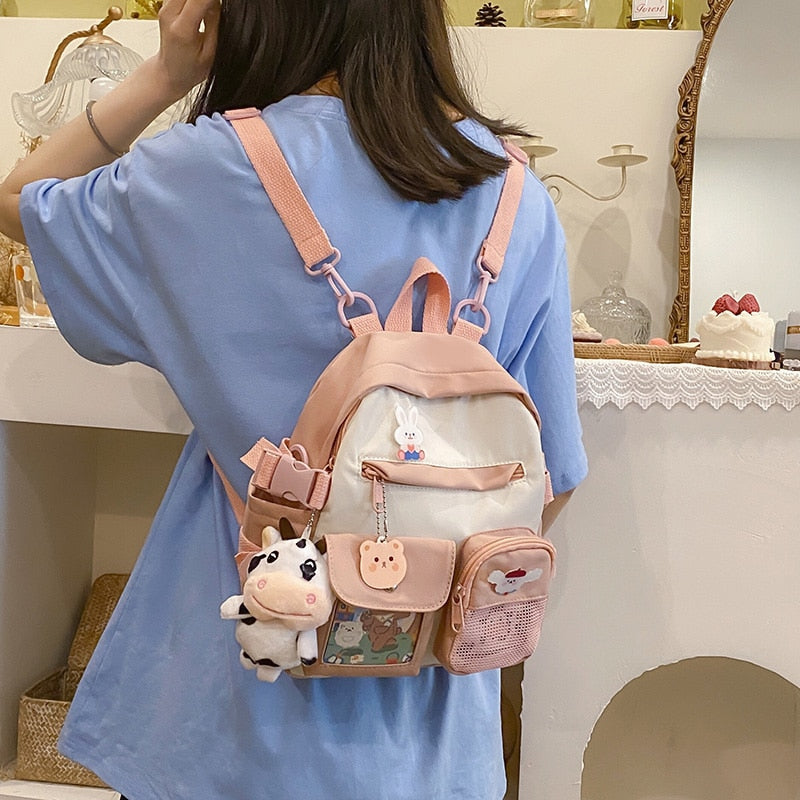 Summer Small Backpack Bag Women Cute Children's School Bags for Teenagers Female Ins Outing Dual-purpose Travel Backpacks Ladies