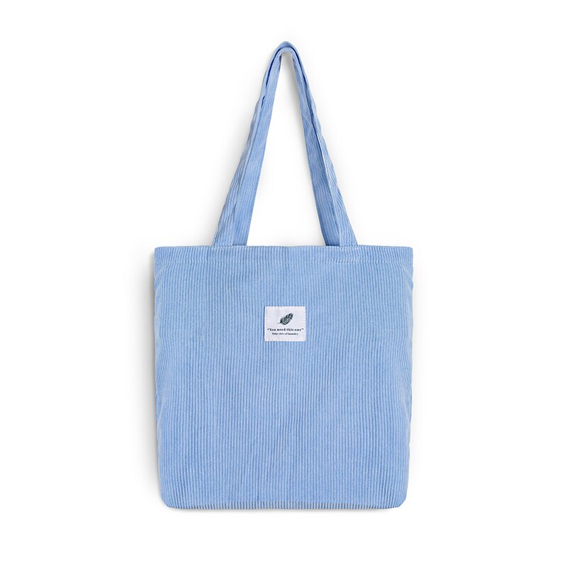 Women Corduroy Shopping Bag Female Canvas Cloth Shoulder Bag Environmental Storage Handbag Reusable Foldable Eco Grocery Totes
