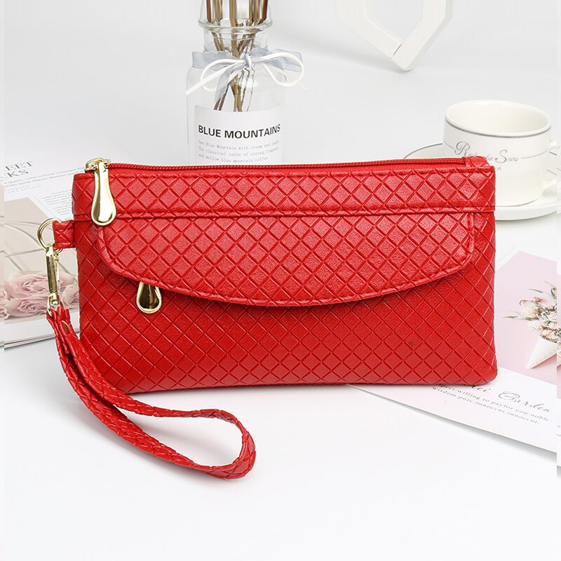Red Black Leather Clutch Purse Women's Wallets Fallow Long Ladies Double Zipper Wallet Clutch Bag Party Design Crocodile Purses