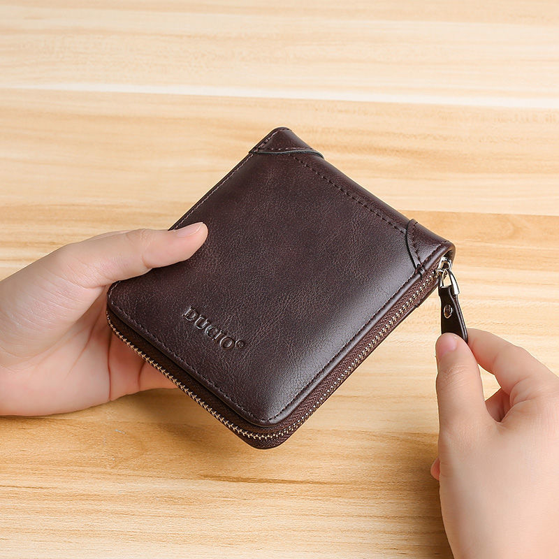 New Vintage Short Mens Wallet High Quality Business Purses Retro Small Leather Wallet Men Luxury Card Holder Zipper Coin Purse