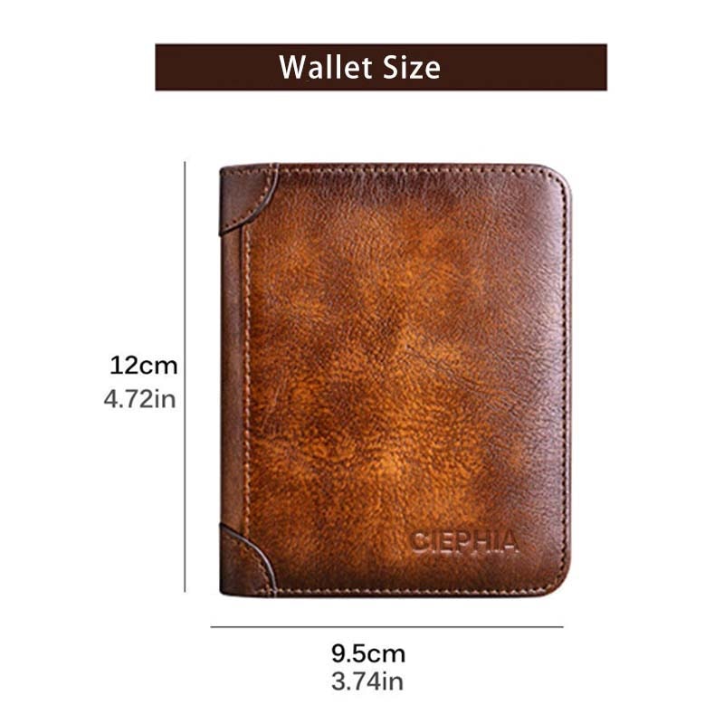 New Genuine Leather Rfid Wallets for Men Vintage Thin Short Multi Function ID Credit Card Holder Money Bag