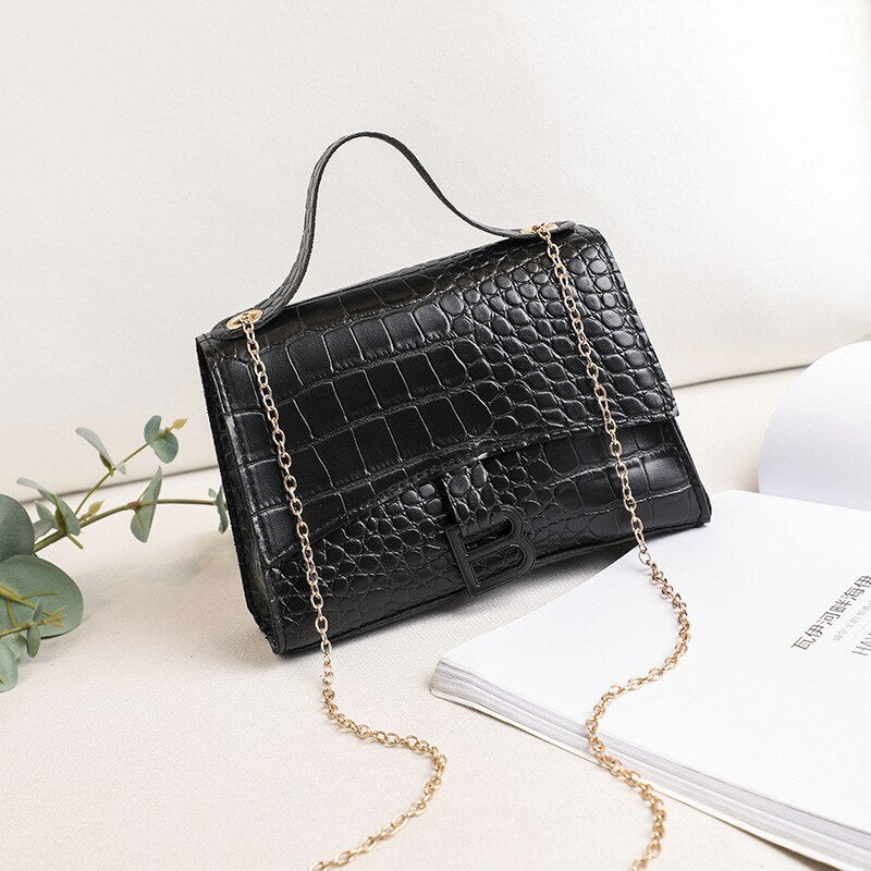 Hot Sale New Women Bags Fashion Crocodile Pattern Shoulder Bag PU Solid Color Small Square Bag Mobile Phone Coin Purse