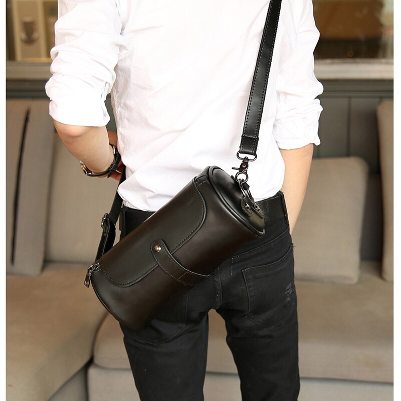 GUMST Brand Hot Sale Bucket Men Bags Vintage Small Shoulder Bag Pu Leather Mens Messenger Bag Cylinder Men's Crossbody Bags Male