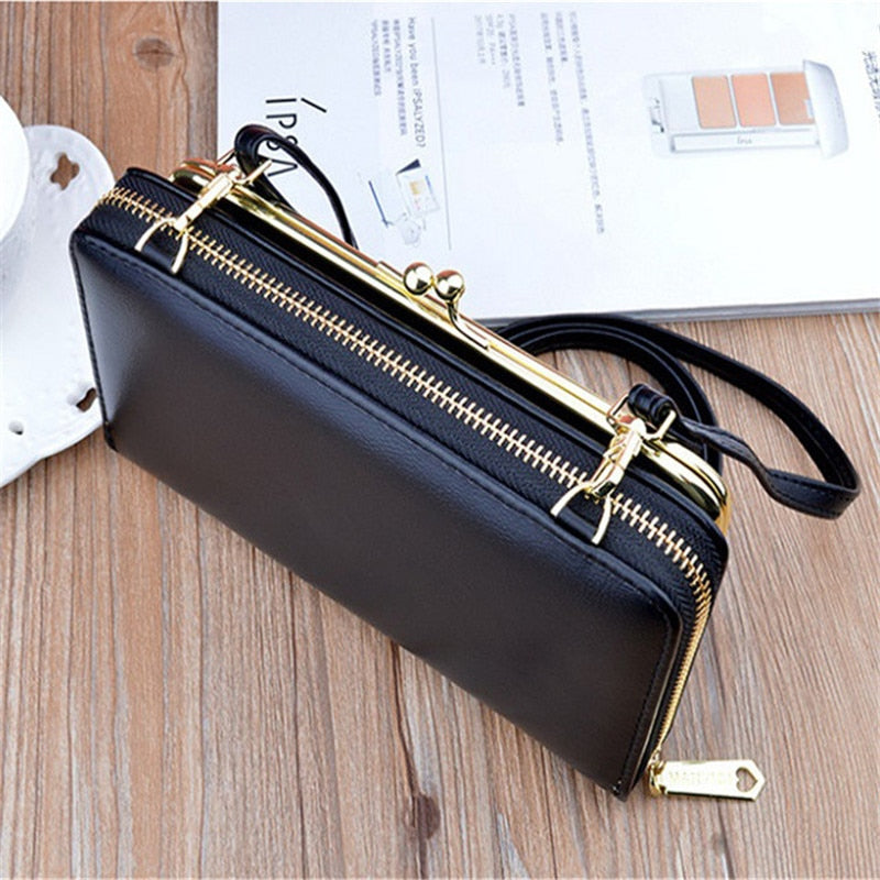 Women Bag Big Screen Phone Bag Women's Wallet Long Zipper Shoulder Bag Fashion Messenger Bag Coin Purse Leather Crossbody Wallet