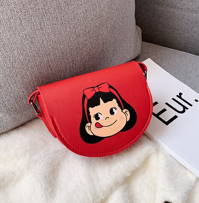 Lovely Children's PU Leather Red Messenger Bag Cute Girls Cartoon Shoulder Bags Princess Accessories Mini Coin Purse Handbags