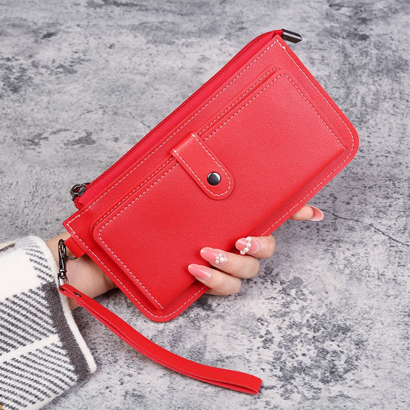 New Women's Wallet Multifunctional Fashion PU Leather Long Wallets Multi-card Position Clutch Buckle Zipper Student Wallet