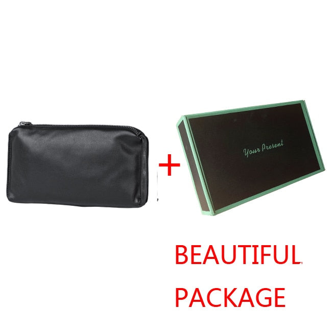 AETOO Men's handbags, men's leather soft leather casual handbags, long zip-up wallets, leather mobile phone bags