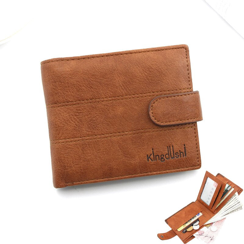 Men's wallet made of leather Wax oil skin purse for men Coin Purse Short Male Card Holder Wallets Zipper Around Money Bag