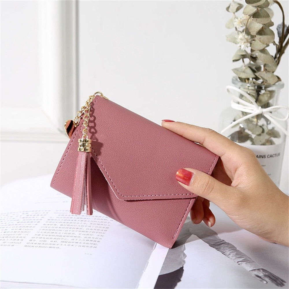 Spring and Summer New Short Hand-held Trend Heart-shaped Pendant Simple Fashion Multi-functional Lychee Pattern Women's Wallet