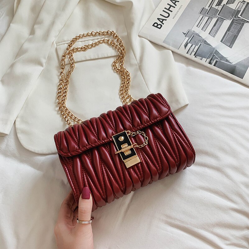 retro chain handbag new fashion high quality PU soft leather women's designer shoulder messenger bag