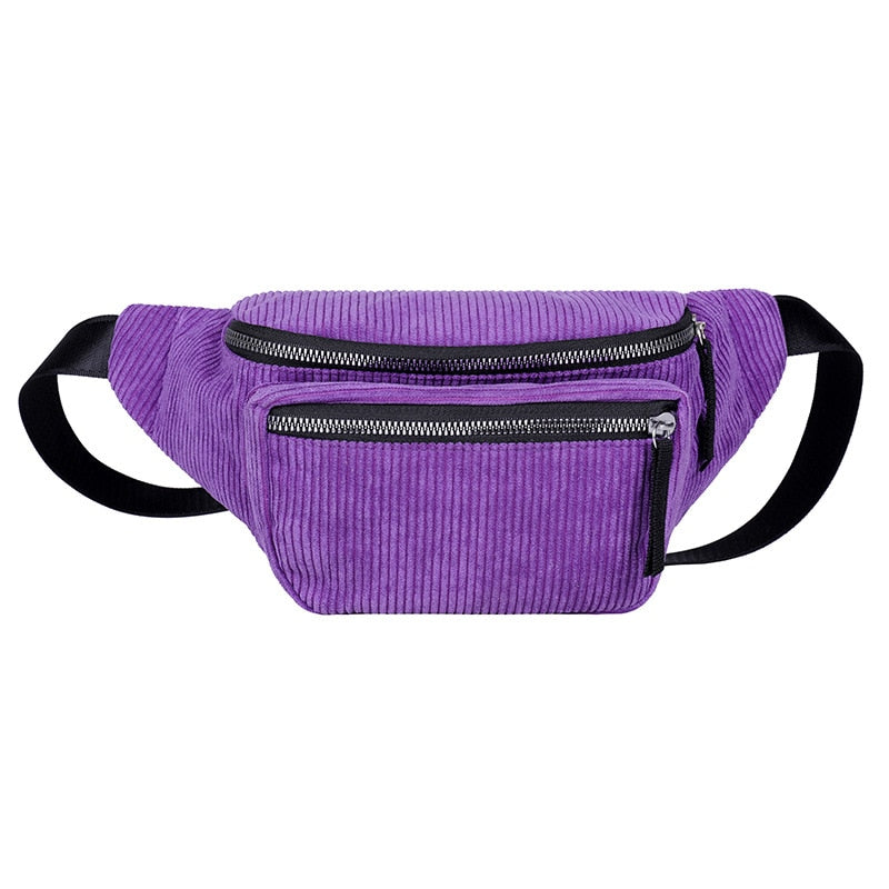 Corduroy Waist Bag Designer Zipper Chest Bag Sport Travel Girl Waist Belt Bags Fashion Phone Waist Pack for Women