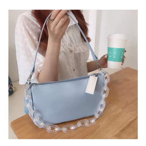 Shoulder Bags Solid Chain Fashion Women Handbags Baguette Crossbody Bag Zipper Female All-match Underarm Simple Elegant Leisure