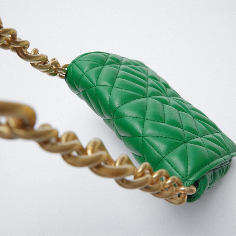 Soft Pu Leather Chain Shoulder Bag Brand Design Casual Women Purses and Handbag Green Clutch Tote Bags for Women High Quality