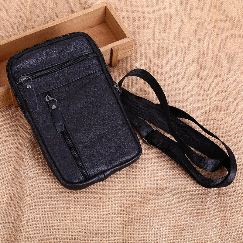 1 PCS Men's leather mobile phone bag messenger bag chest bag wallet multifunctional mobile phone bag coin purse messenger bag