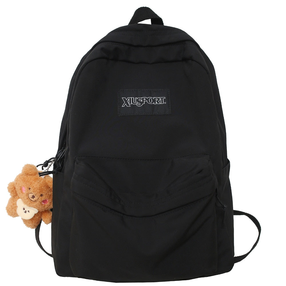 Book Black Ladies Backpacks Kawaii Girl School Nylon Bag Teen College Student Female Backpack Waterproof Cute Women Bags Fashion