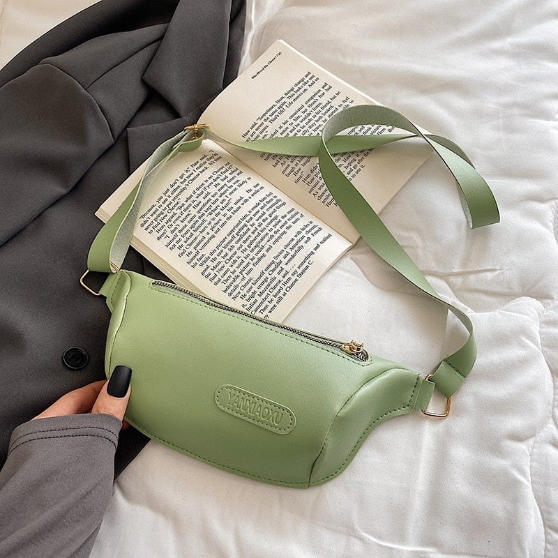 Fashion Women Solid Color Crossbody Bag Casual Ladies PU Leather Fanny Packs Small Purse Vintage Pure Color Leather Bag