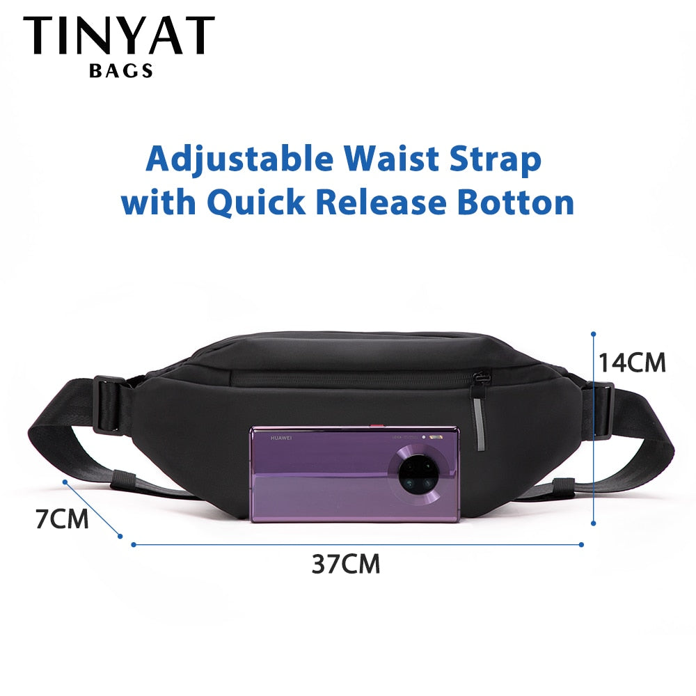 TINYAT Men 's Chest Bag Anti-thef New Multifunction PU Waist Bag for Sports Male Waterproof Outside Fanny Bag pack Shoulder Bag
