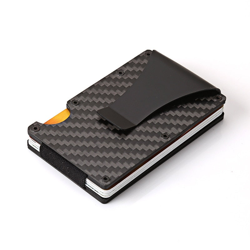 Hot Carbon Fiber Credit Card Holder Wallet New Design Minimalist Rfid Blocking Slim Metal Cardholder Anti Protect Clip for men