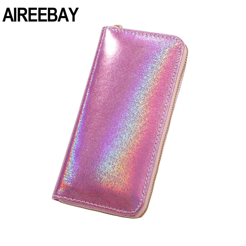 ~~BIG SALE ~~Holographic Leather Wallets Laser Organizer Ladies Wallet Women Handbag Long purses Girl Purse Card Id Holders