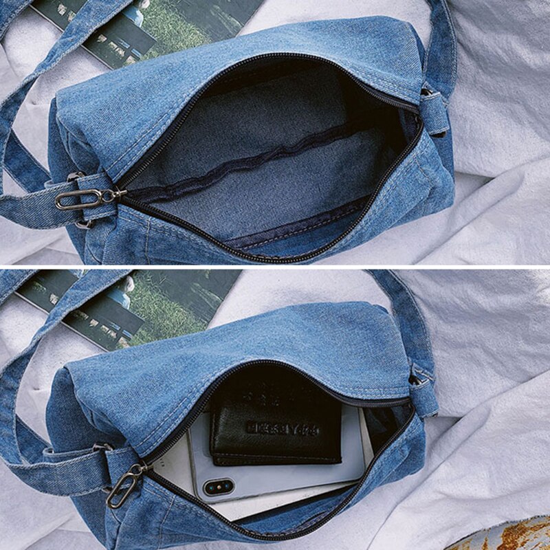 Shoulder Bags Women Vintage Denim Cross-body Adjusted Strap Zipper Leisure All-match Students Daily Brief Stylish Handbags Chic