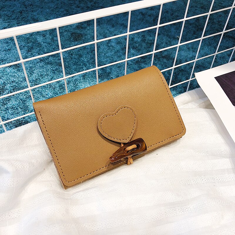 Horn Button Wallets New Arrivals Women Vintage Short Style Purses Heart Pattern Fashion Panelled Trendy Coin Card Holders Luxury