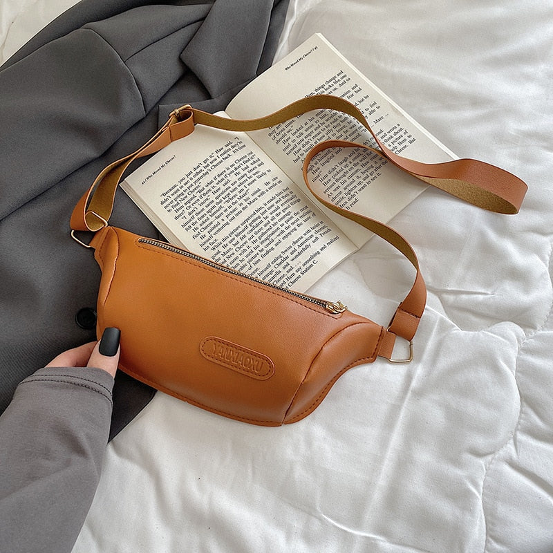 Fashion Women Solid Color Crossbody Bag Casual Ladies PU Leather Fanny Packs Small Purse Vintage Pure Color Leather Bag