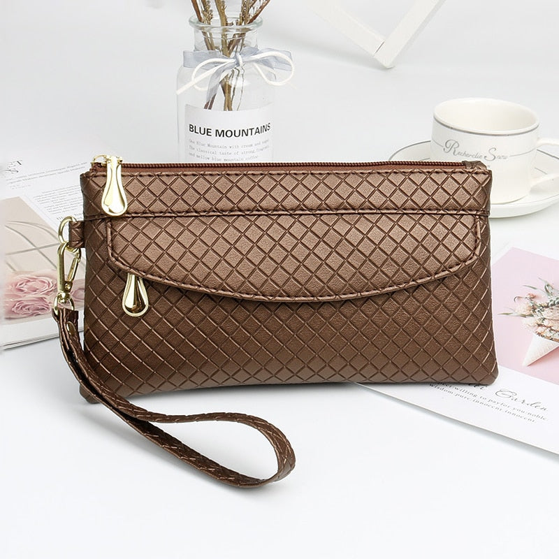 Red Black Leather Clutch Purse Women's Wallets Fallow Long Ladies Double Zipper Wallet Clutch Bag Party Design Crocodile Purses