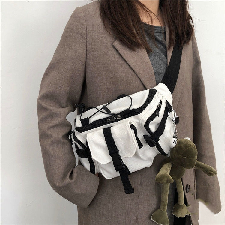Harajuku Techwear Canvas Sling Bag Gothic Crossbody Bags For Women Handbag Purses And Handbags Bolsas Feminina Shoulder Frog