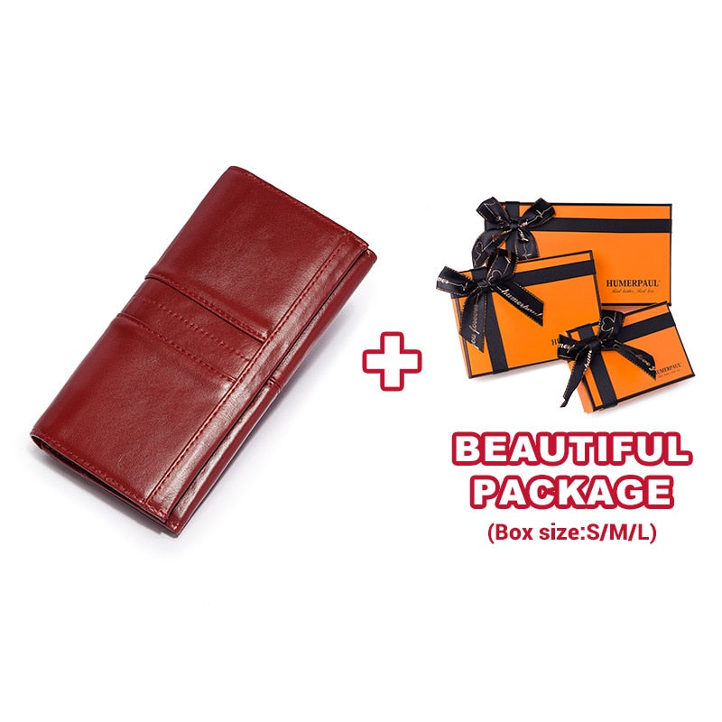 KAVIS Genuine Leather Women Long Purse Female Clutches Money Wallets Handbag Handy Passport walet for Cell Phone Card Holder