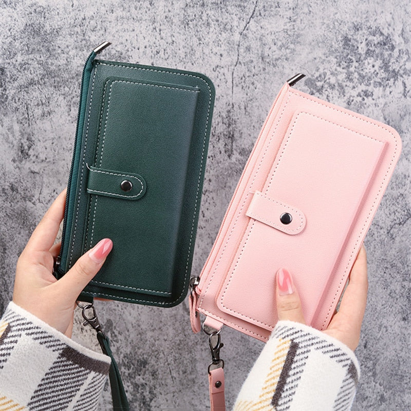 New Women's Wallet Multifunctional Fashion PU Leather Long Wallets Multi-card Position Clutch Buckle Zipper Student Wallet