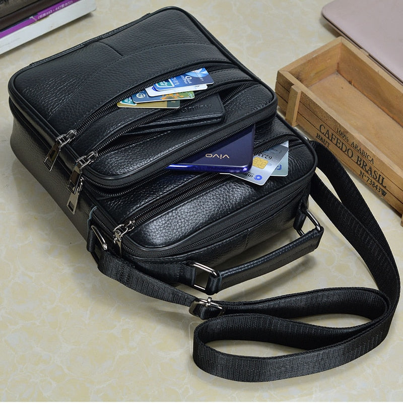 Men Genuine Leather Handbags Male High Quality Cowhide Leather Messenger Bags Men's Ipad Business Bag Middle Size Briefcase Tote