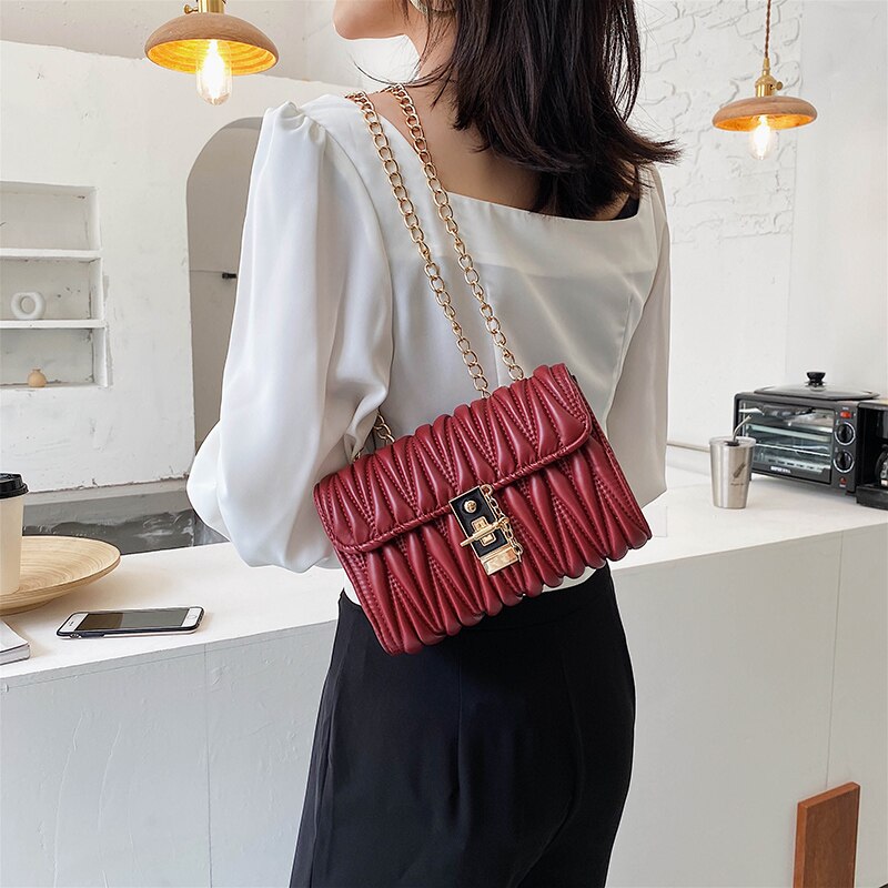 retro chain handbag new fashion high quality PU soft leather women's designer shoulder messenger bag
