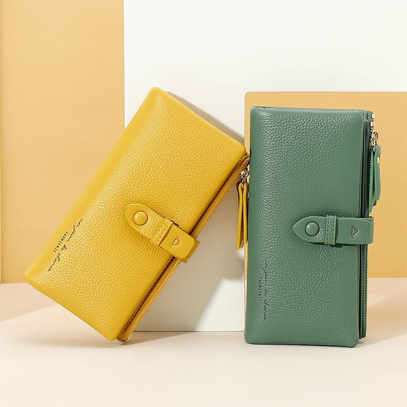 Simple Solid color fold Long Clutch Wallets Women Card Holder soft PU Pleather Zipper Pocket Purse Small Travel Wallet Ladies