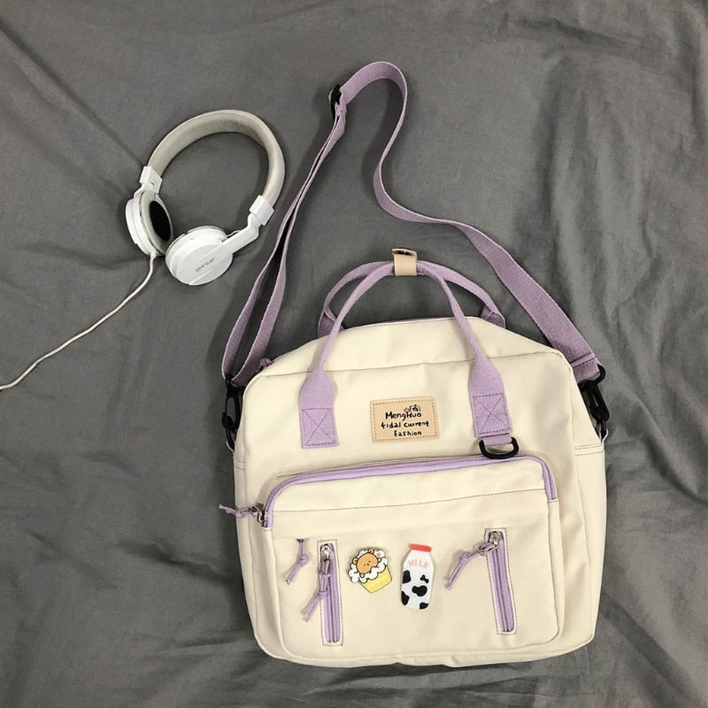 Lovely Multifunctional Backpack Teenage Girl Ring buckle Portable Travel Bag Female Small Schoolbag Badge Women Backpacks