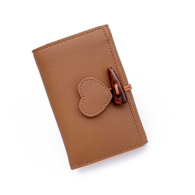 Horn Button Wallets New Arrivals Women Vintage Short Style Purses Heart Pattern Fashion Panelled Trendy Coin Card Holders Luxury