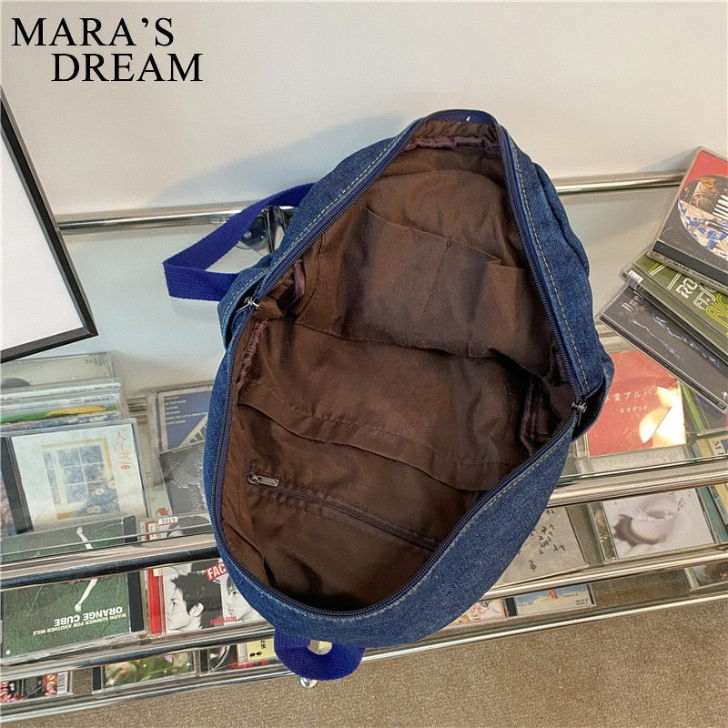 Mara's Dream Casual Large Capacity Denim Women Backpacks High Quality Ladies Daily Travel Bag Teenagers Girls School Schoolbag