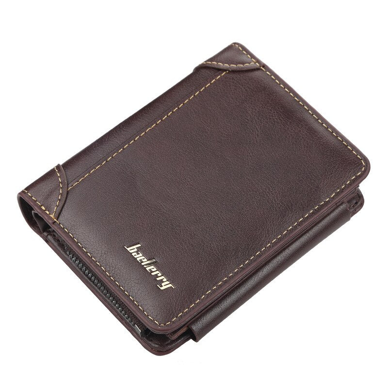 New Leather Men Wallets High Quality Zipper Short Desigh Card Holder Male Purse Fashionable Multi-card Slot 3 Fold Coin Purse