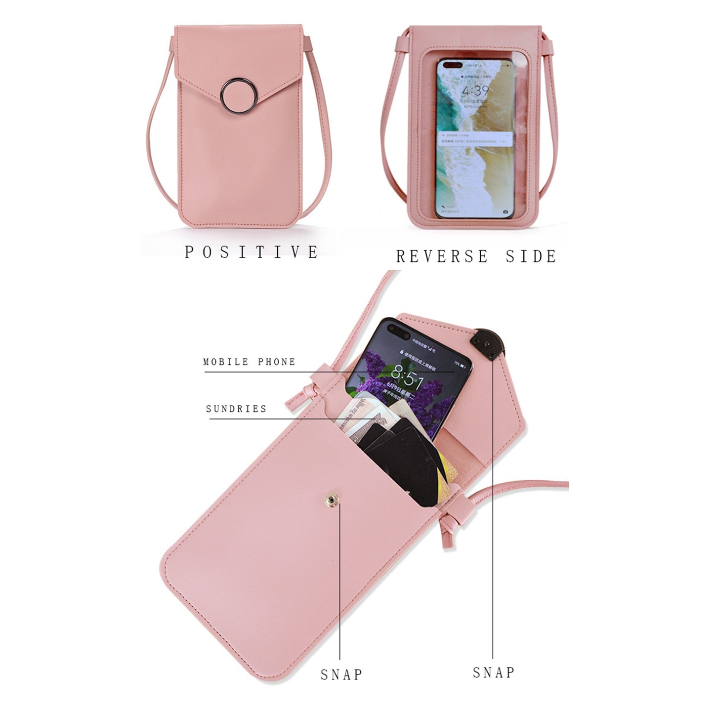 Touch Screen Cell Phone Purse Smartphone Wallet Leather Shoulder Strap Handbag Women Bag For Iphone Wallet Shoulder Bags