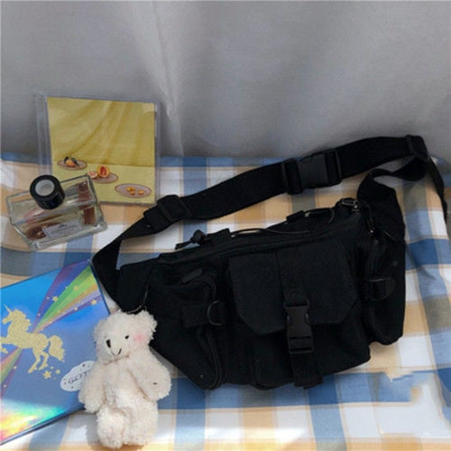 Harajuku Techwear Canvas Sling Bag Gothic Crossbody Bags For Women Handbag Purses And Handbags Bolsas Feminina Shoulder Frog