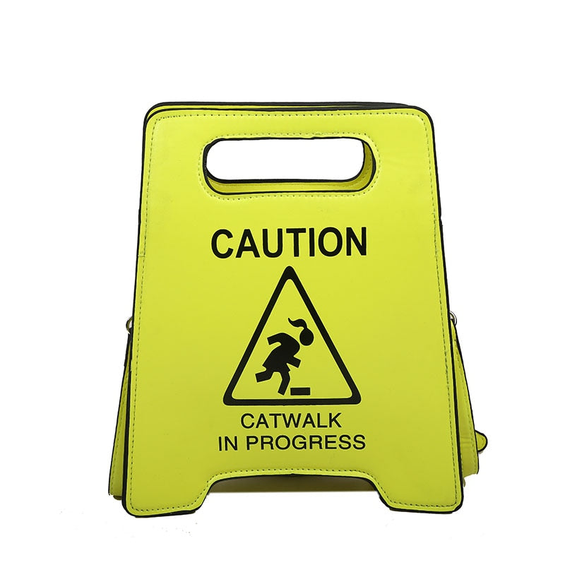 Young Girl Crossbody Bag Creative Caution Letters Sign Handbag Cute Fluorescence Color Shoulder Bags For Women Clutches