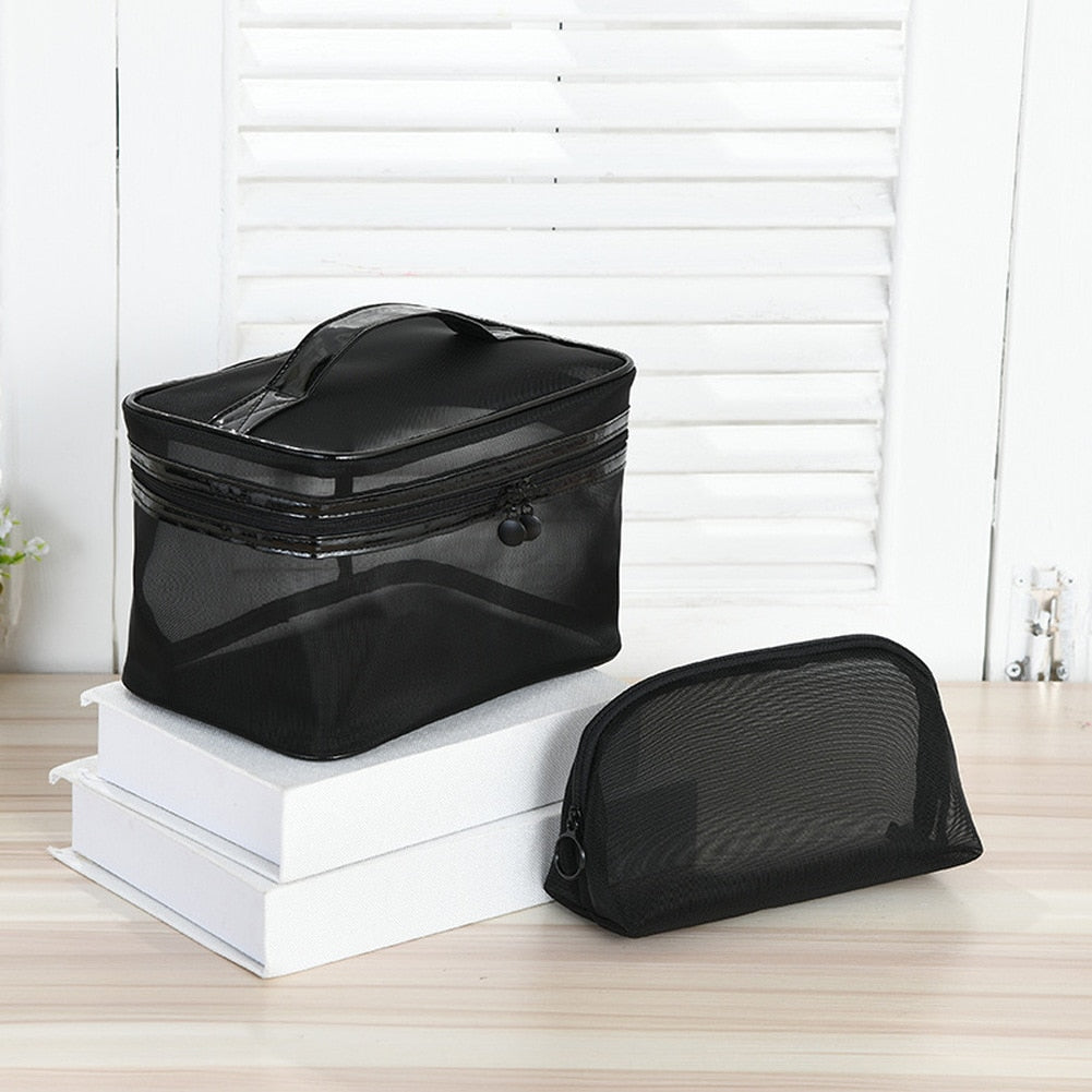 1PCS Women Men Necessary Portable Cosmetic Bag Transparent Travel Organizer Fashion Large Black Toiletry Bags Makeup Pouch
