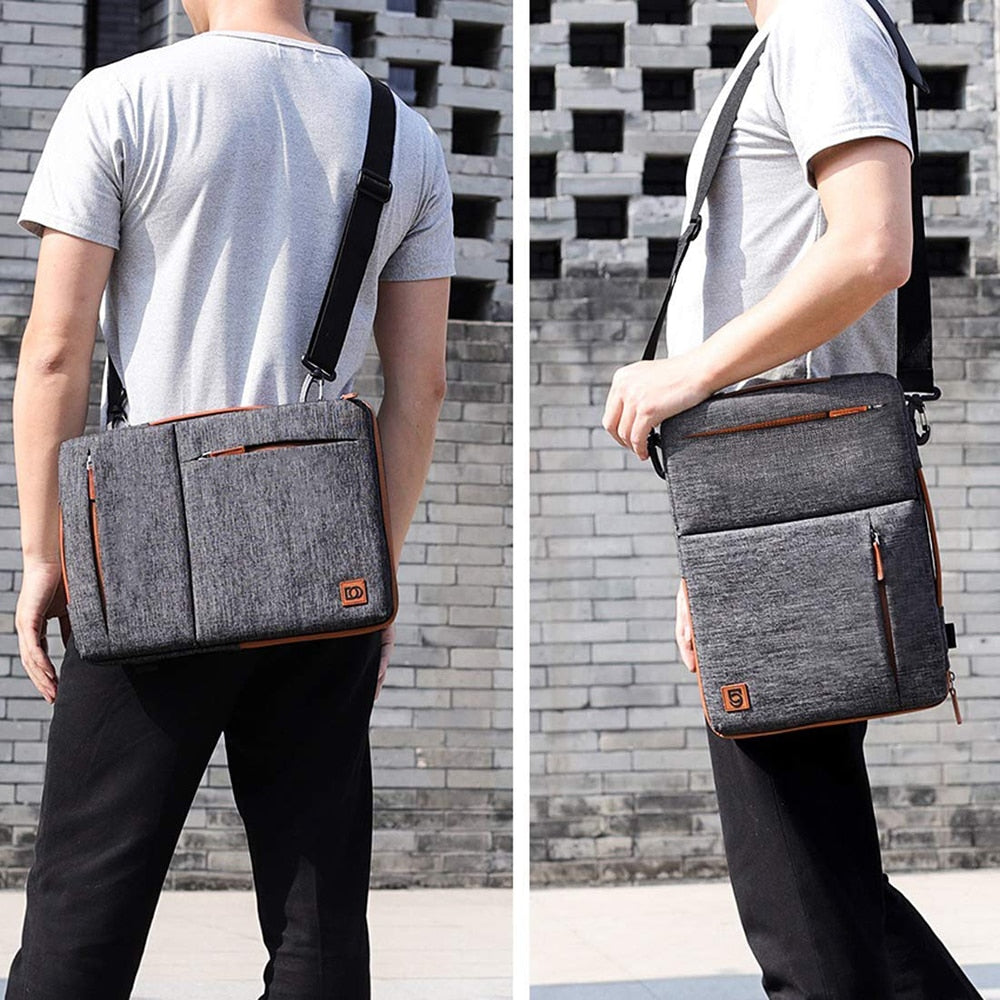 DOMISO Multi-use Strap Laptop Sleeve Bag With Handle For 10" 13" 14" 15.6" 17" Inch Laptop Shockproof Computer Notebook Bag,Grey