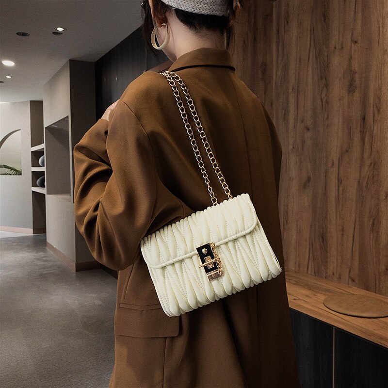 retro chain handbag new fashion high quality PU soft leather women's designer shoulder messenger bag