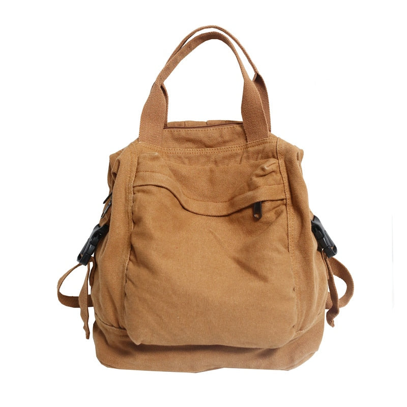 School Bag Student Shoulders Large Capacity Khaki Backpack Fashion Canvas Backpacks Female College Teen Computer Bag Mochila