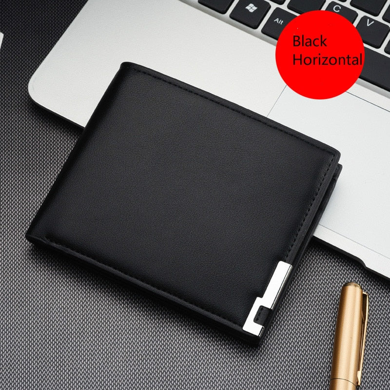 Retro Men's Wallet Business ID Card Holders Purse Small Leather Card Wallets Short Bifold Wallet for Men Slim Purses Male Wallet