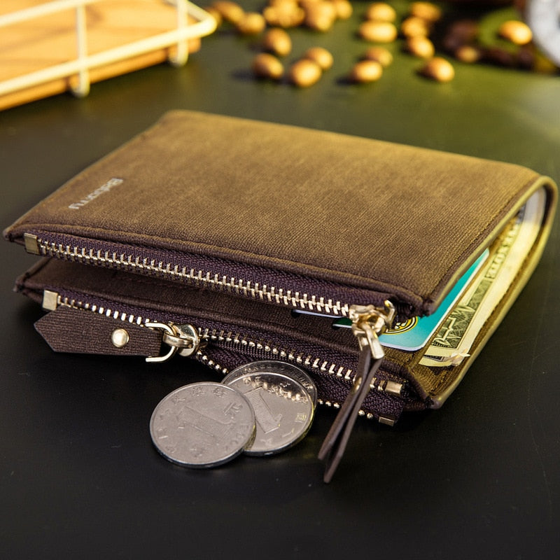 Vintage Men Wallet RFID Theft Protect Coin Bag Zipper Purse Wallets for Men with Zippers Magic Wallet Short Luxury Men's Purses