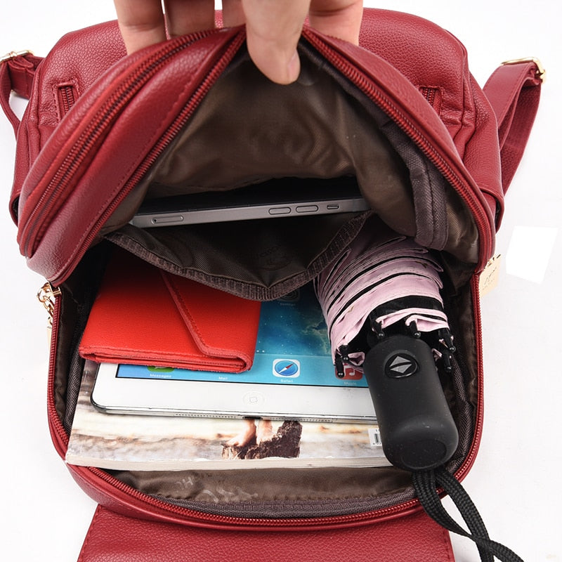 Winter Women Leather Backpacks Fashion Shoulder Bags Female Backpack Ladies Travel Backpack Mochilas School Bags For Girls
